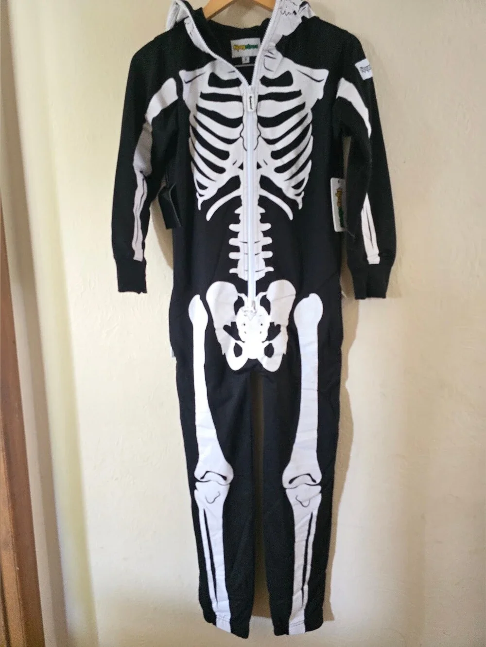 NWT! Tipsy Elves, Unisex Youth Skeleton Hooded Onsie Jumpsuit Youth XL, MSRP $55